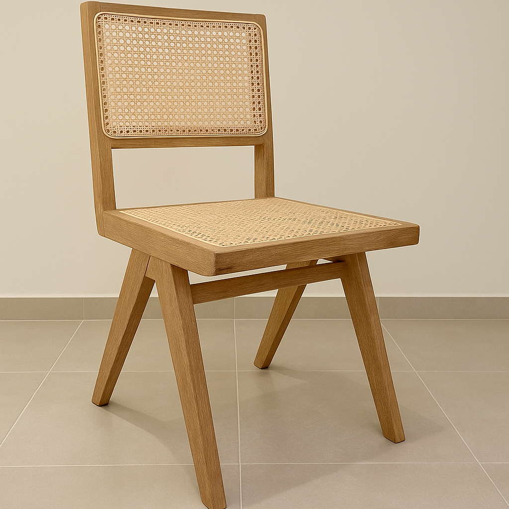 Silla en madera y mimbre natural Jaén