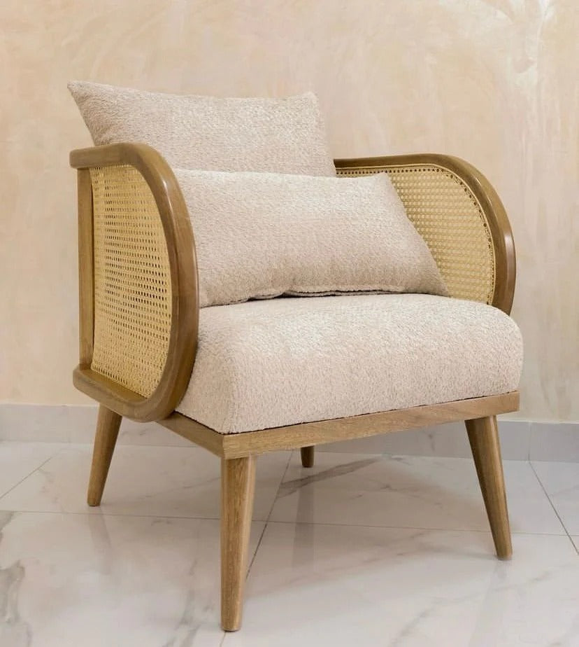 Poltrona en madera y mimbre Tera